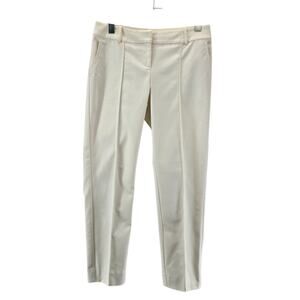 St John Jennifer Pants Womens 4 Straight Leg Cropped Ivory Designer USA Luxury